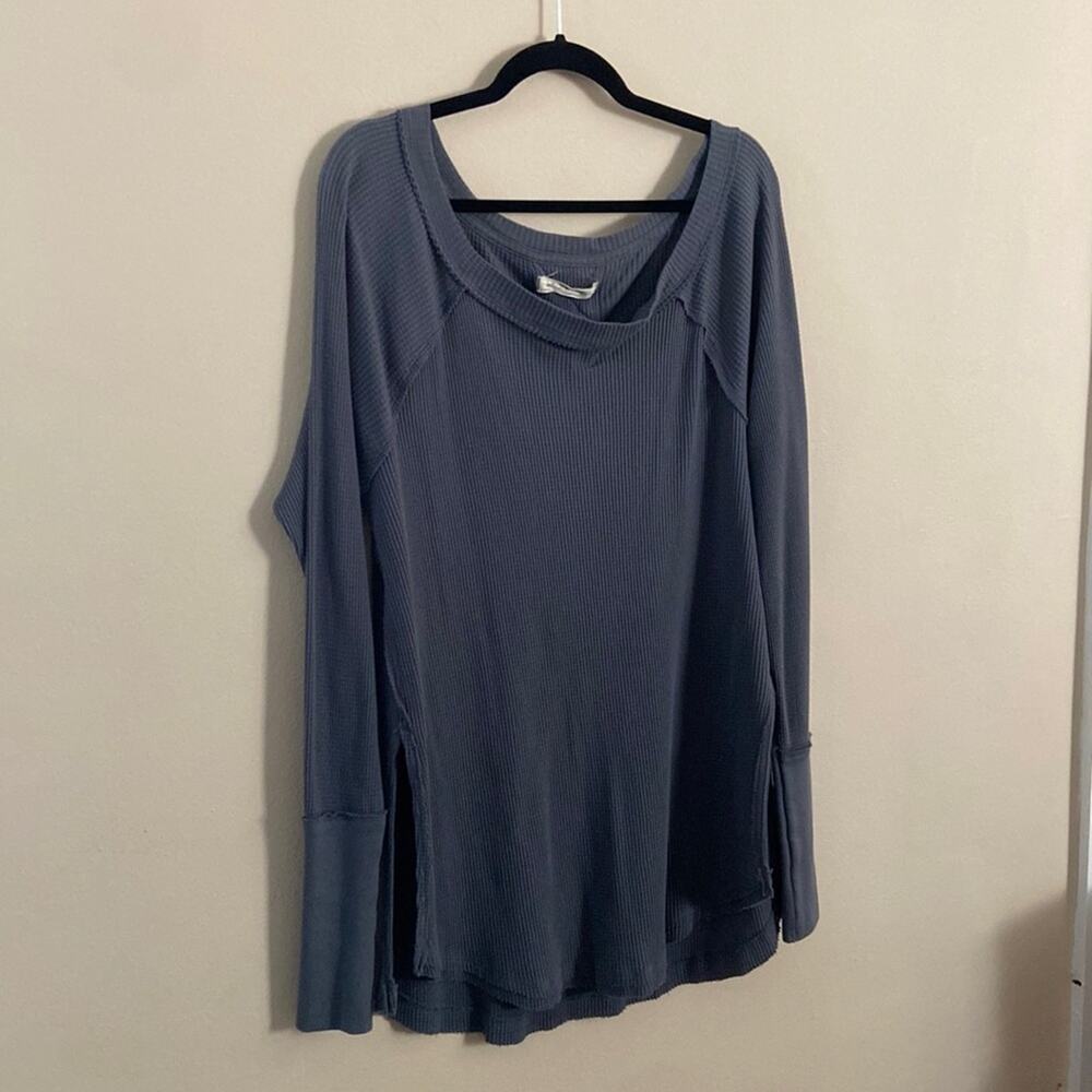 We the Free Free People Thermal Long Sleeve Sweater Top New Small Grey - Picture 2 of 6